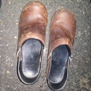 Brown Leather Nursing Clogs